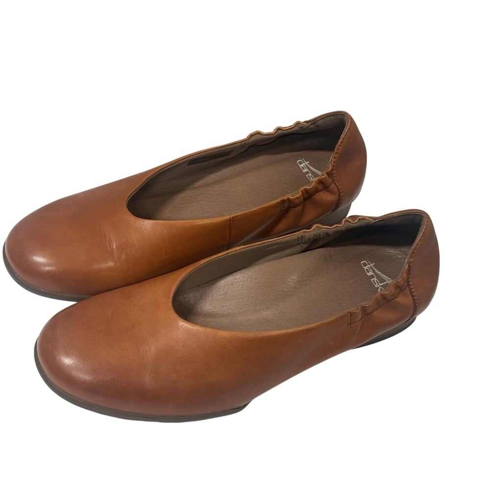 Dansko Balance Cognac Leather Comfort Flats Low Heel Shoes EU 41 US 10.5-11